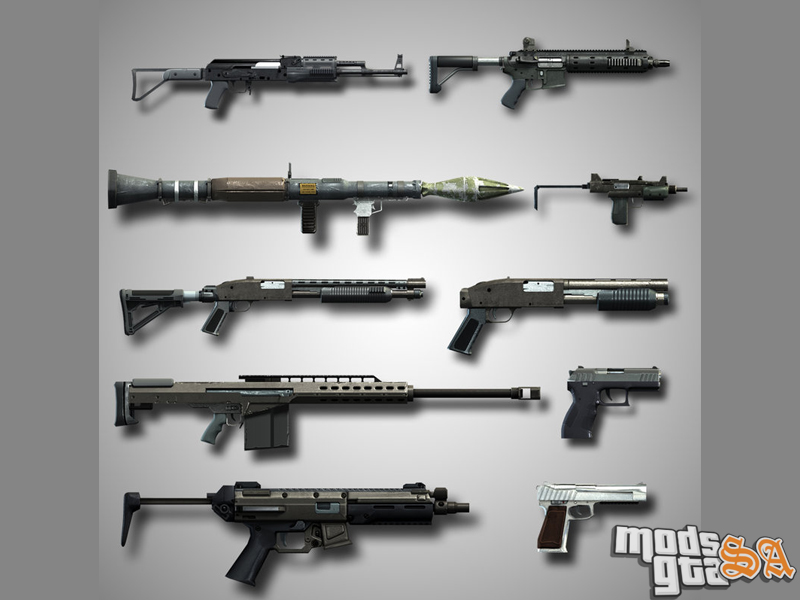Mods GTA San Andreas: Pack de Armas do GTA 5